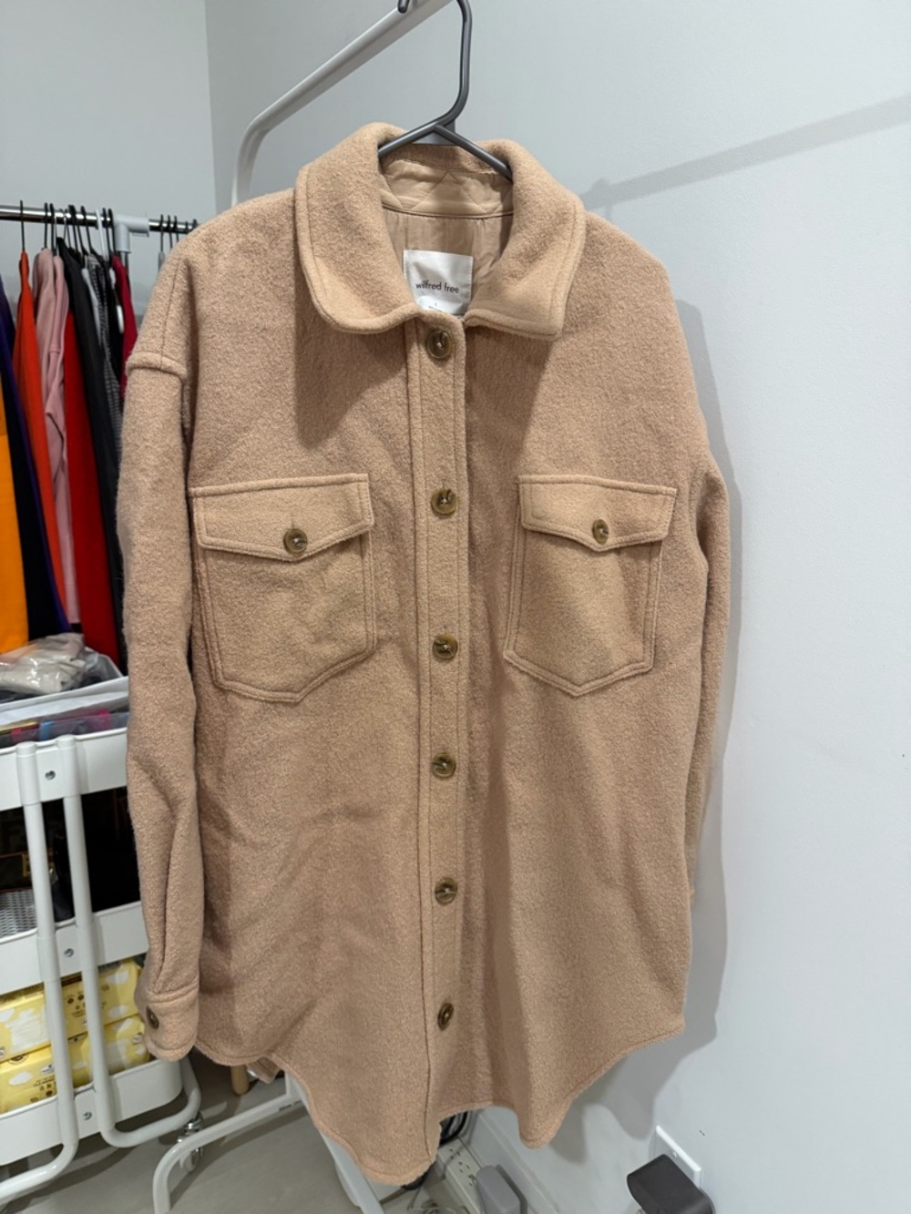 Wilfred Beige Teddy Shacket Jacket